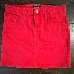 GAP Kids Red Denim Jean Mini Skirt Size 10 Adjustable Waist